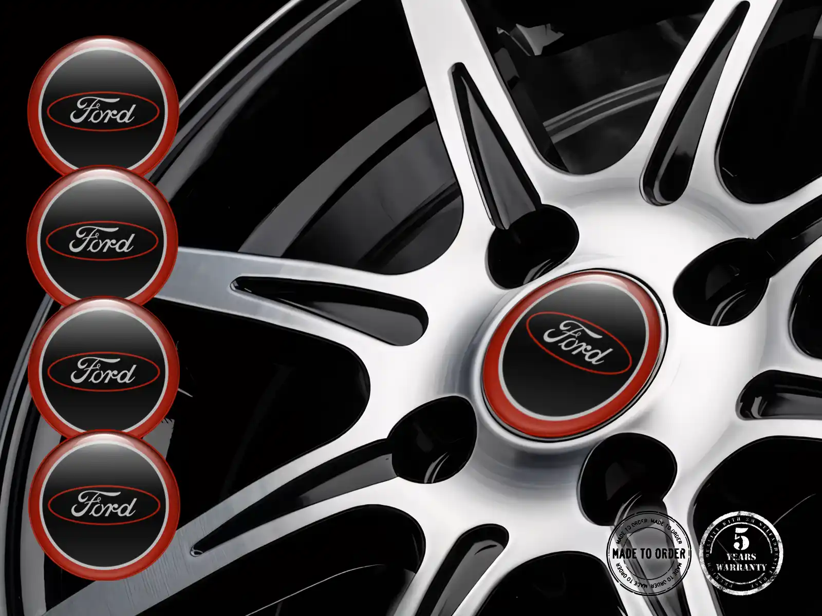 Ford Calcomanía de Rueda Estilo Insignias Silicona Racing